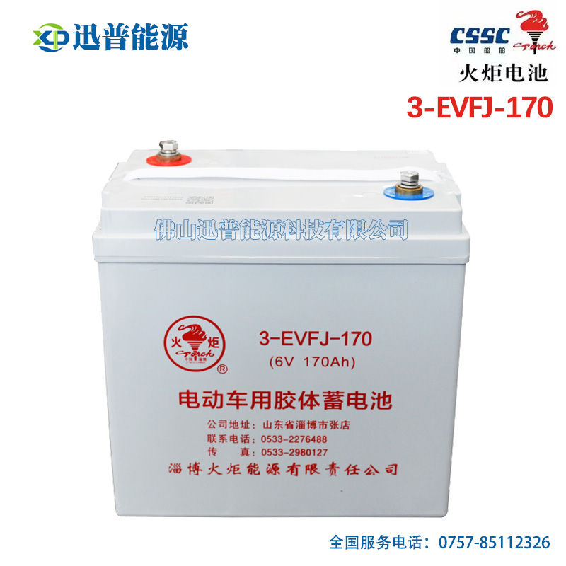 火炬電池3-EVFJ-170 6V170Ah游覽觀光車電瓶 免維護電動車膠體蓄電池